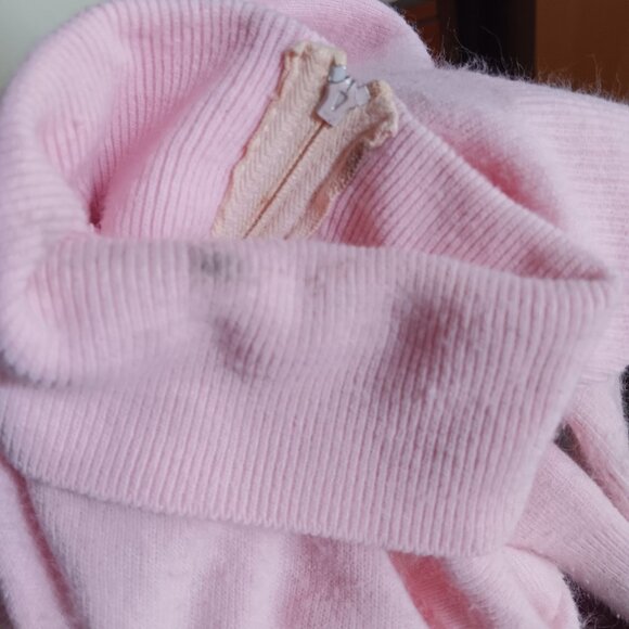 Vintage Women's Small Sweater Turtleneck Pink Back Zipper 1970's Soft Knit - Picture 6 of 7